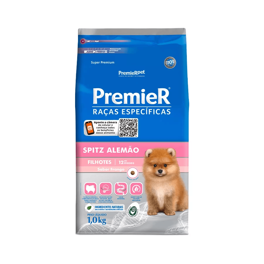 Ração Premier Raças Específicas Cães Filhotes Spitz Alemão Frango - 1kg