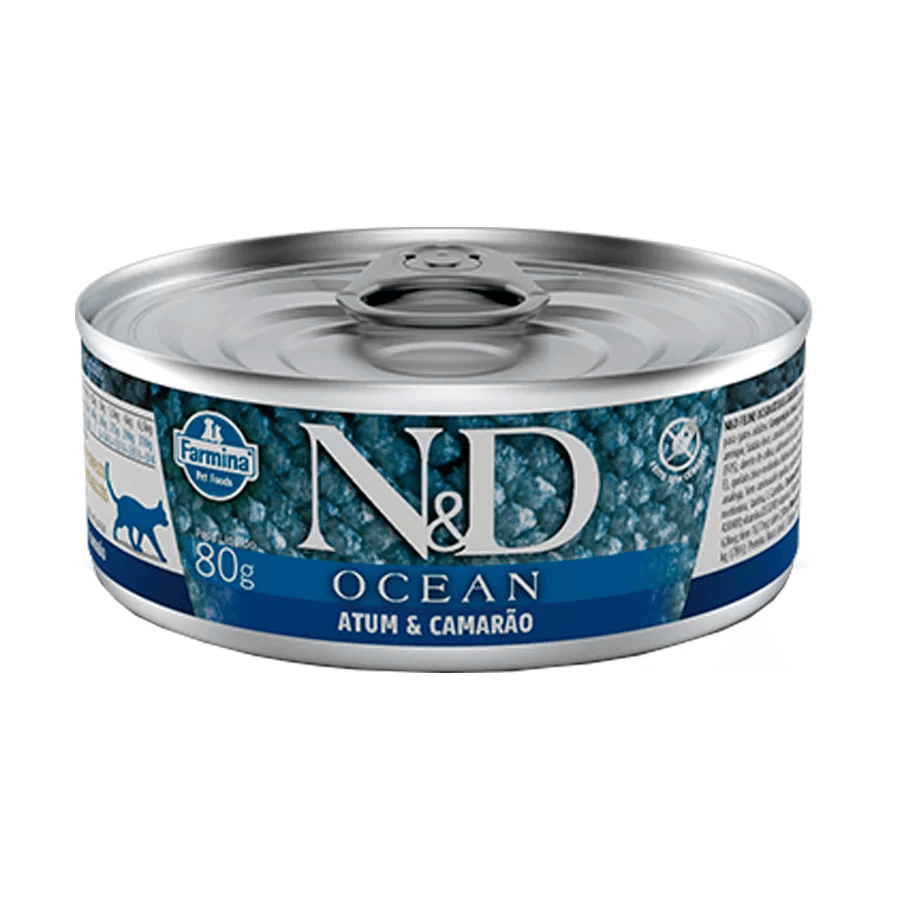 Raçõa Úmida N&D Feline Ocean - Atum e Camarão 80g