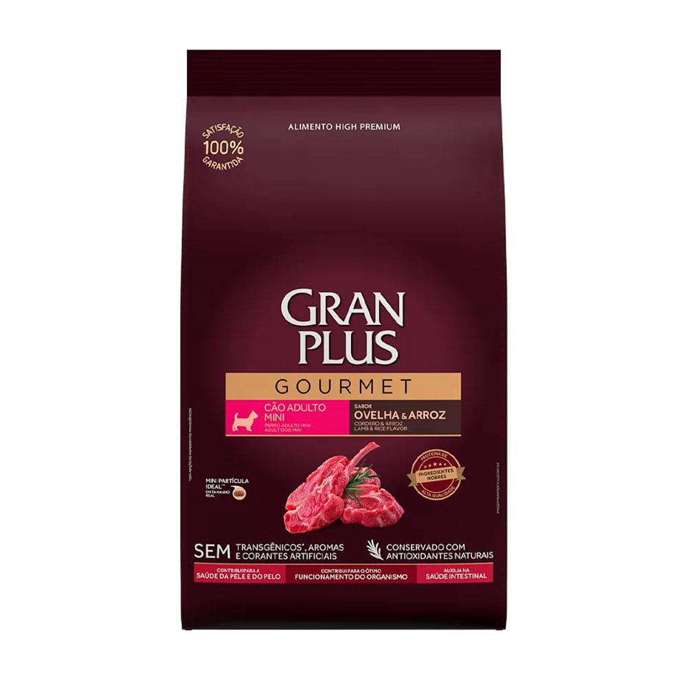 Ração GranPlus Gourmet Cães Adultos Porte Mini Ovelha e Arroz - 1kg