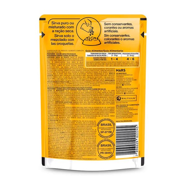 Ração Úmida Pedigree Sachê Cães Adultos Raças Pequenas Carne 100g - Image 2