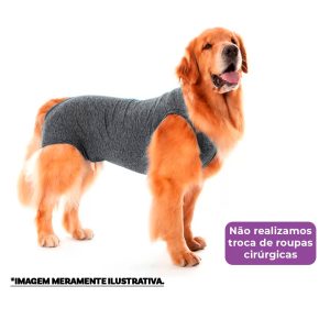 Roupa Pós-Cirúrgica Pet Gaby Suplex Cinza Mescla - Tam.08