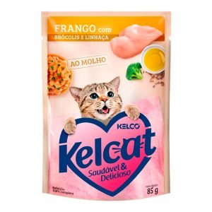 Ração Úmida Kelcat Para Gatos com Paladares Exigentes - Frango, Brócolis e Linhaça 85g
