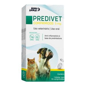 Predivet 5mg Anti-inflamatório Para Cães e Gatos Mundo Animal 10 Comprimidos