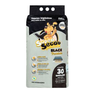 Tapete Higiênico Super Secão Black Premium 80x60cm 30 Unidades
