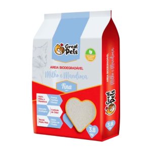 Areia Higiênica Biodegradável Para Gatos Great Pets Fina - 3,8kg