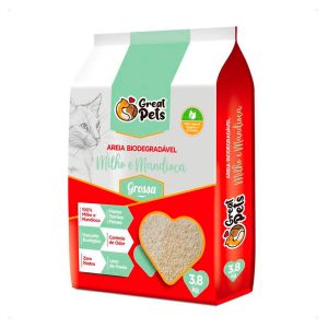 Areia Higiênica Biodegradável Para Gatos Great Pets Grossa - 3,8kg