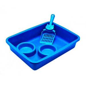 Kit Gato Bandeja Higiênica, Comedouro e Pá Tudo Pet - Azul