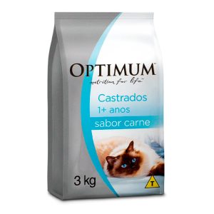 Ração Optimum Para Gatos Adultos Castrados 1+ anos Sabor Carne 3kg