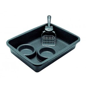 Kit Gato Bandeja Higiênica, Comedouro e Pá Tudo Pet - Preto