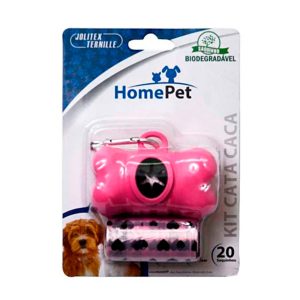 Kit Cata Caca Home Pet C/2 Rolos E 1 Porta Saco - Rosa