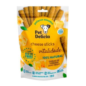 Petisco Natural para Cães Adultos Pet Delícia - Cheese Sticks Vitalidade 120g
