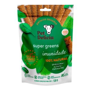Petisco Natural para Cães Adultos Pet Delícia - Super Greens Imunidade Alfafa, Espirulina e Espinafre 120g