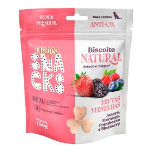 Biscoito Quatree Natural Snacks Para Cães Adultos Frutas Vermelhas 150g