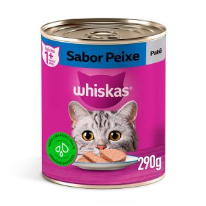 Ração Úmida Whiskas Lata Gatos Adultos - Patê Peixe 290g