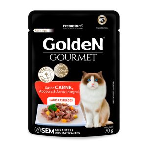 Ração Úmida Golden Gourmet Gatos Adultos Castrados Carne 70g