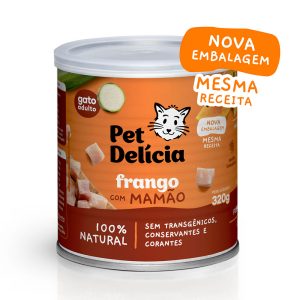 Ração Úmida Para Gatos Adultos Pet Delícia Frango com Mamão 320g
