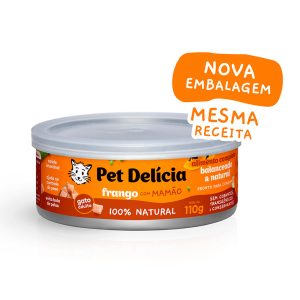 Ração Úmida Para Gatos Adultos Pet Delícia Frango com Mamão 110g