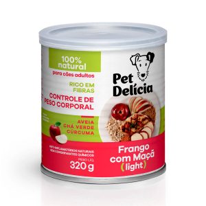 Ração Úmida Para Cães Adultos Pet Delícia Frango com Maçã Light 320g