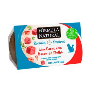 Ração Úmida Fórmula Natural Receitas Caseiras Gatos Adultos Carne com Bacon ao Molho 100g