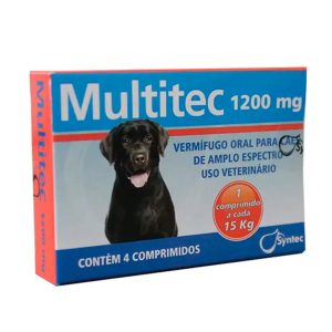 Vermífugo Multitec Para Cães Até 15kg 1200 mg Syntec 4 Comprimidos