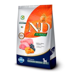 Ração Farmina N&D Pumpkin Para Cães Adultos Raças Médias Sabor Cordeiro, Abóbora e Blueberry - 2,5kg