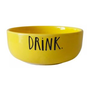 Bebedouro Para Cães Cerâmica Drink Amarelo Grande Pet Injet