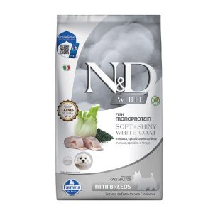 Ração Farmina N&D White Para Cães Adultos Raças Mini Sabor Merluza, Spirulina e Erva Doce 2kg