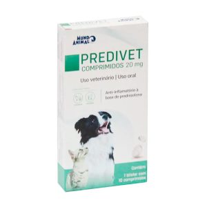 Predivet 20mg Anti-inflamatório Para Cães e Gatos Mundo Animal 10 Comprimidos