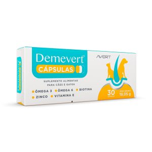 Suplemento Demevert Para Cães e Gatos Avert 30 Cápsulas