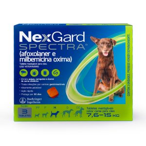 NexGard Spectra Antipulgas E Carrapatos Para Cães De 7,6 A 15kg 3 Tabletes
