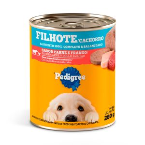 Ração Úmida Pedigree Lata Cães Filhotes Patê de Carne e Frango 280g