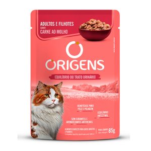 Ração Úmida Origens Sachê Gatos Adultos e Filhotes Sabor Carne ao Molho 85g