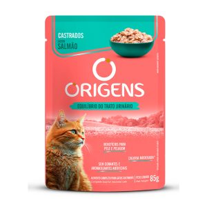 Ração Úmida Origens Sachê Gatos Castrados Sabor Salmão 85g