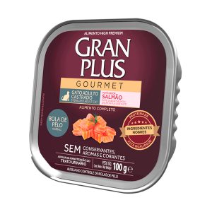 Ração Úmida GranPlus Gourmet Para Gatos Castrados Anti Bola de Pelo Patê Salmão 100g