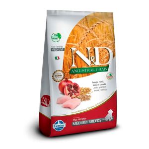 Ração Farmina N&D Ancestral Cães Filhotes Raças Média Frango e Romã 10,1kg