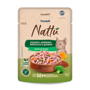 Ração Úmida Premier Nattu Sachê Gatos Filhotes Frango, Abóbora, Brócolis e Quinoa 70g