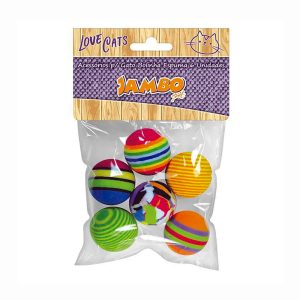 Brinquedo Para Gatos Bolinha Espuma Jambo 6 Unidades