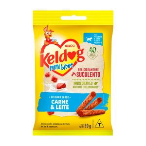 Bifinho Keldog Mini Bites Para Cães Filhotes Sabor Carne e Leite 50g