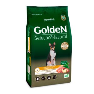 Ração Golden Seleção Natural Mini Bits Cães Adultos Porte Pequeno Frango com Batata Doce 10,1kg