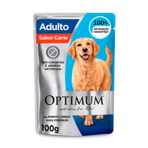 Ração Úmida Optimum Sachê Para Cães Adultos Raças Grandes Sabor Carne 100g