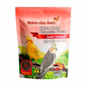Ração Reino das Aves Extra Gold Para Calopsitas Frutas 400g