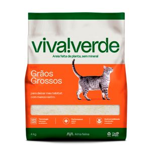 Areia Higiênica Para Gatos Biodegradável Viva Verde Grãos Grossos 4kg