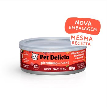 Ração Úmida Para Gatos Adultos Pet Delícia Picadinho de Carne 110g