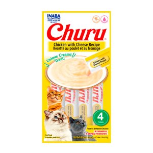 Petisco Churu Para Gatos Adultos Sabor Galinha com Queijo 56g