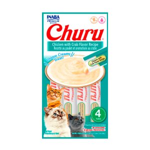 Petisco Churu Para Gatos Adultos Sabor Galinha com Caranguejo  56g