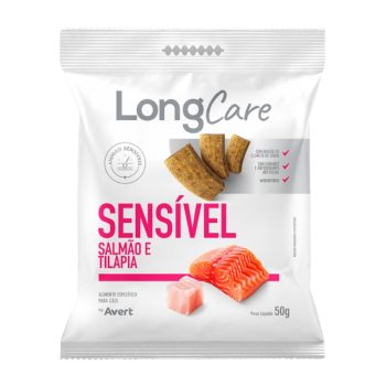 Petisco Natural Para Cães LongCare Sensível Salmão e Tilápia Avert 50g